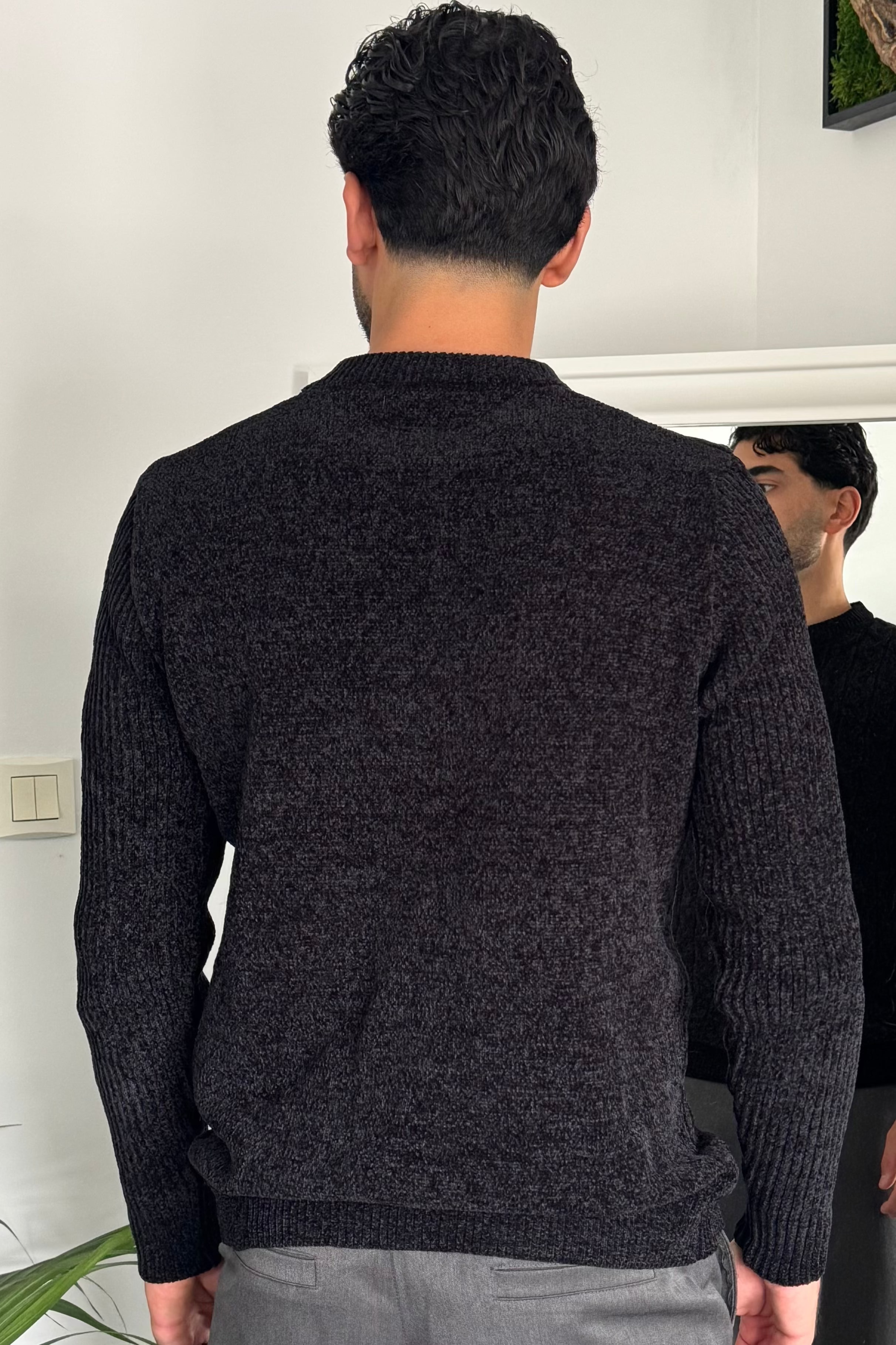 Pull col rond en maille côtelée