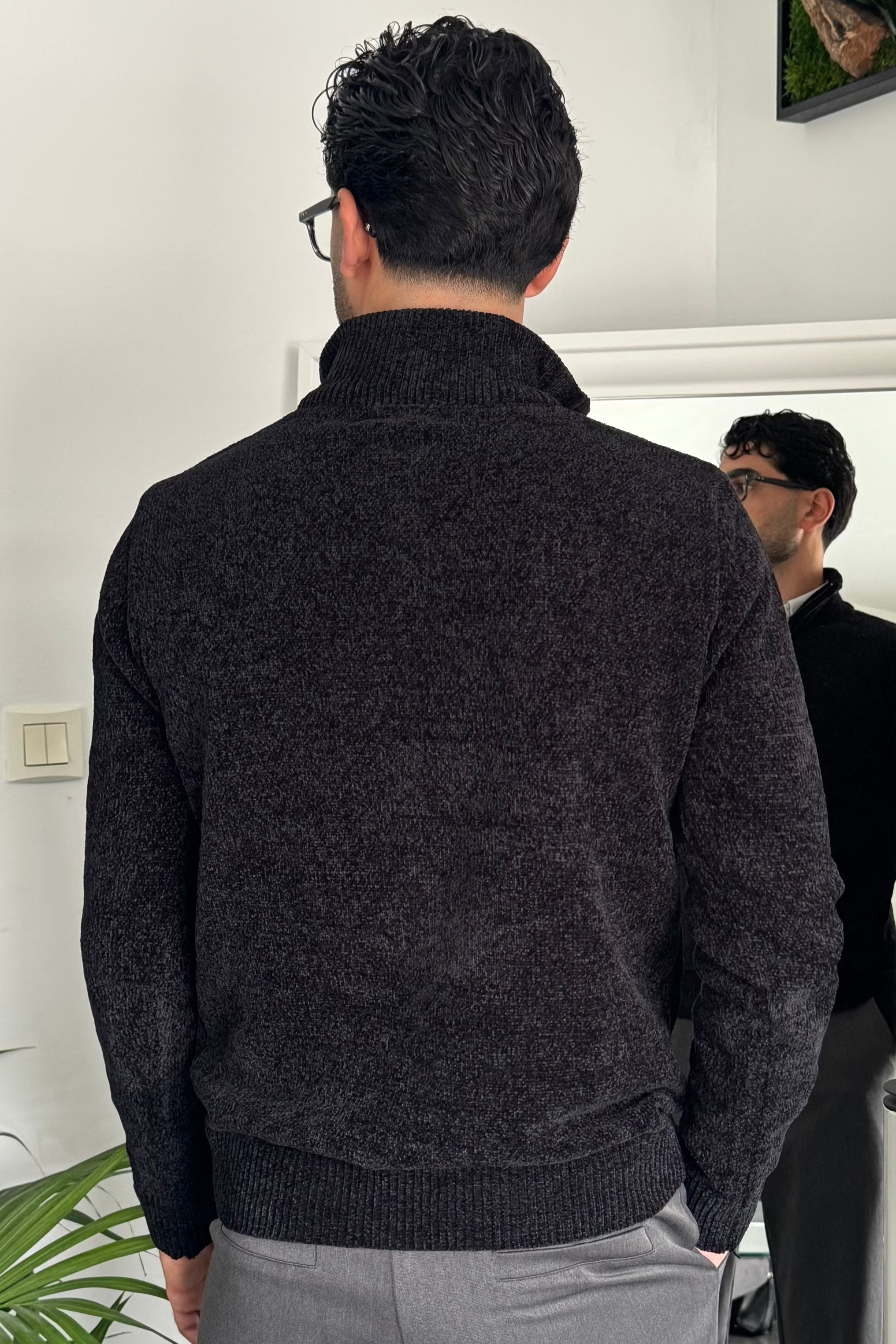 Pull Zippé Homme - Gris - Noir