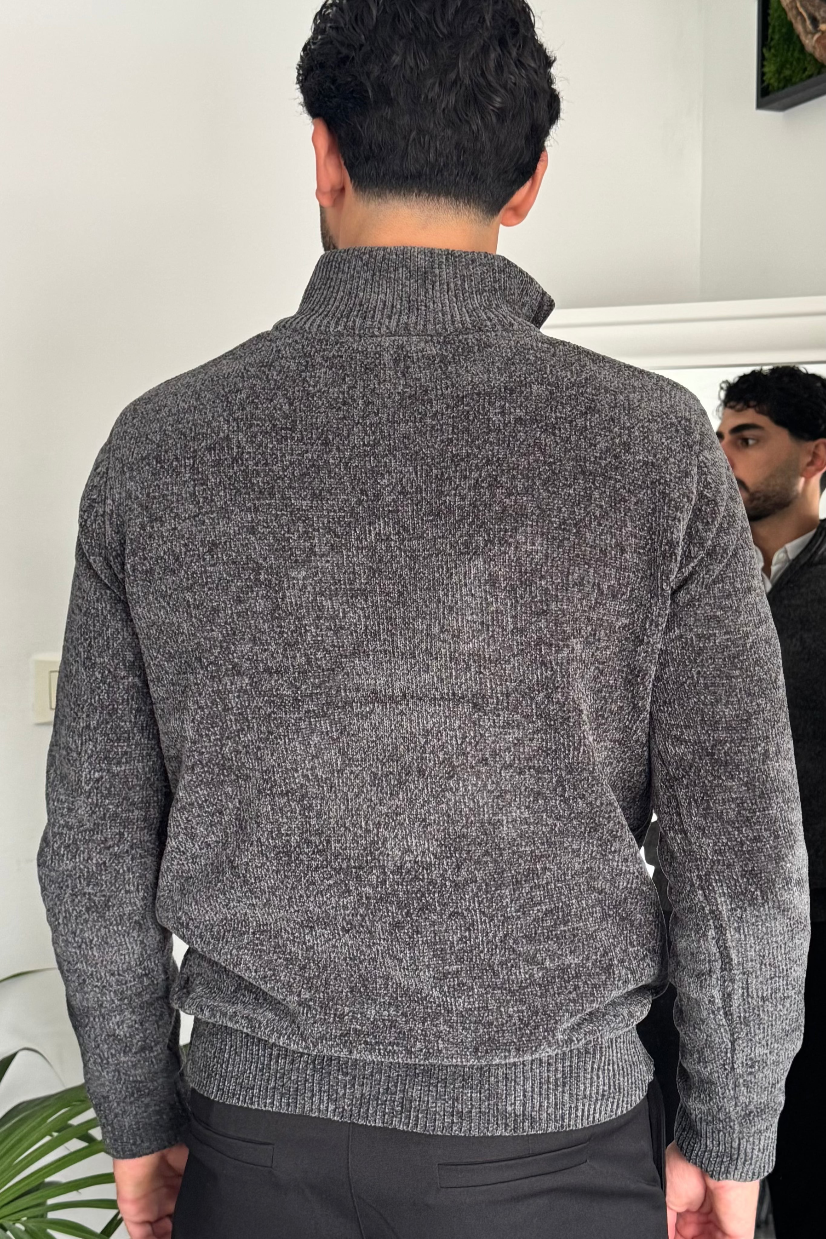 Pull Zippé - Gris - Noir